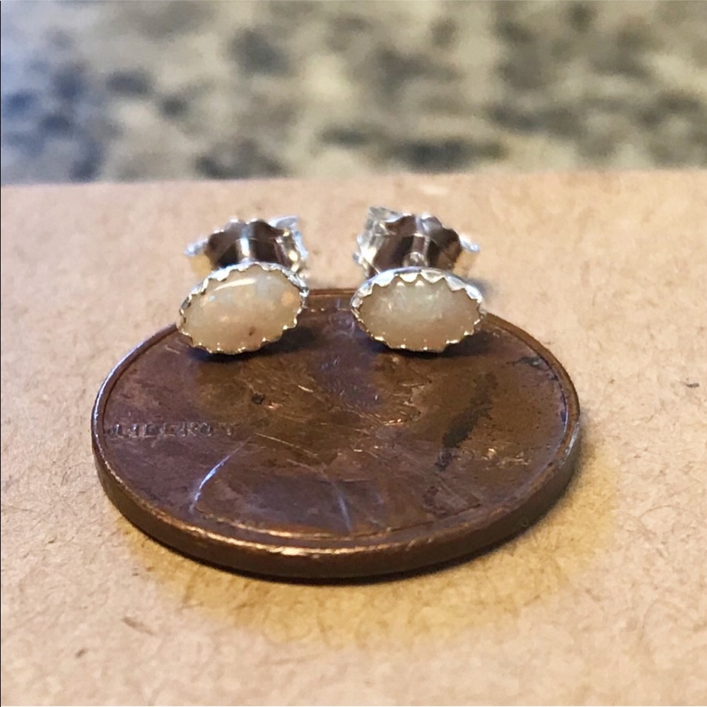 Opal sterling and fine silver earrings